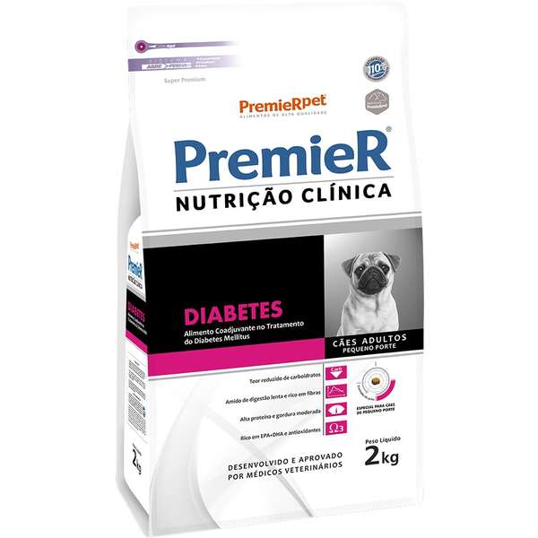 PREMIER NUTRIÇAO CLINICA DIABETES CAES ADULTOS PEQUENO PORTE 2 KG