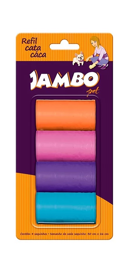 REFIL SAQUINHOS BASIC JAMBO 4 ROLOS C/ 20 UNIDADES (32CM X 22CM)