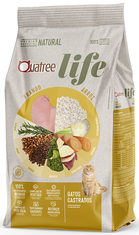 QUATREE LIFE GATOS CASTRADOS FRANGO E ARROZ 1KG