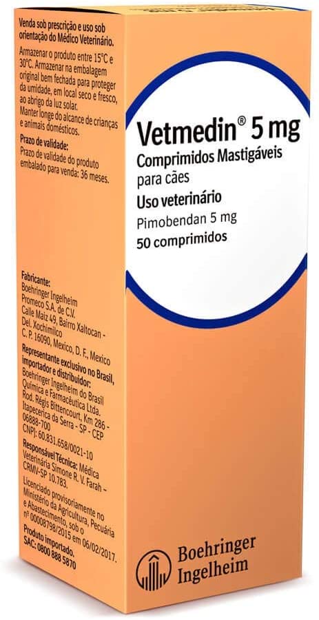 VETMEDIN PIMOBENDAN BOEHRINGER 5 MG C/ 50 COMPRIMIDOS