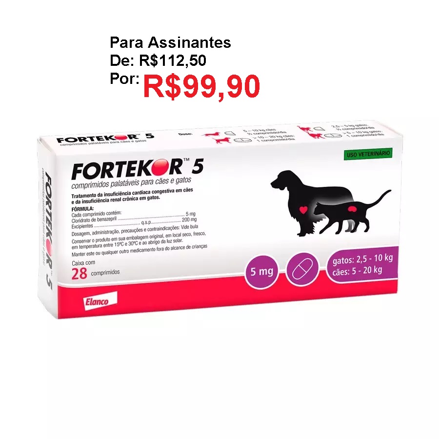 FORTEKOR FLAVOUR 5 MG C/ 28 COMPRIMIDOS PALATÁVEIS