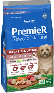 PREMIER SELEÇÃO NATURAL CÃES ADULTOS RAÇAS PEQUENAS FRANGO/BATATA DOCE 1 KG