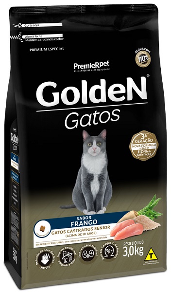 GOLDEN FORMULA GATOS CASTRADOS SENIOR FRANGO 3 KG