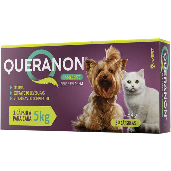 SUPLEMENTO AVERT QUERANON SMALL SIZE PARA CÃES E GATOS 5 KG / 30 CAPSULAS / 3,4 G