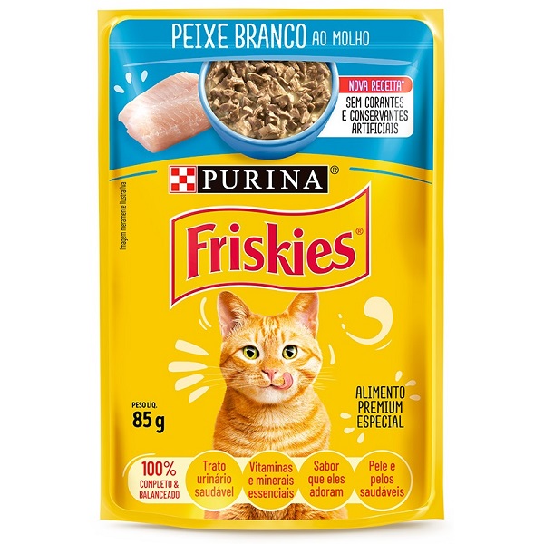 FRISKIES SACHÊ P/ GATOS ADULTOS PEIXE BRANCO AO MOLHO 85 G