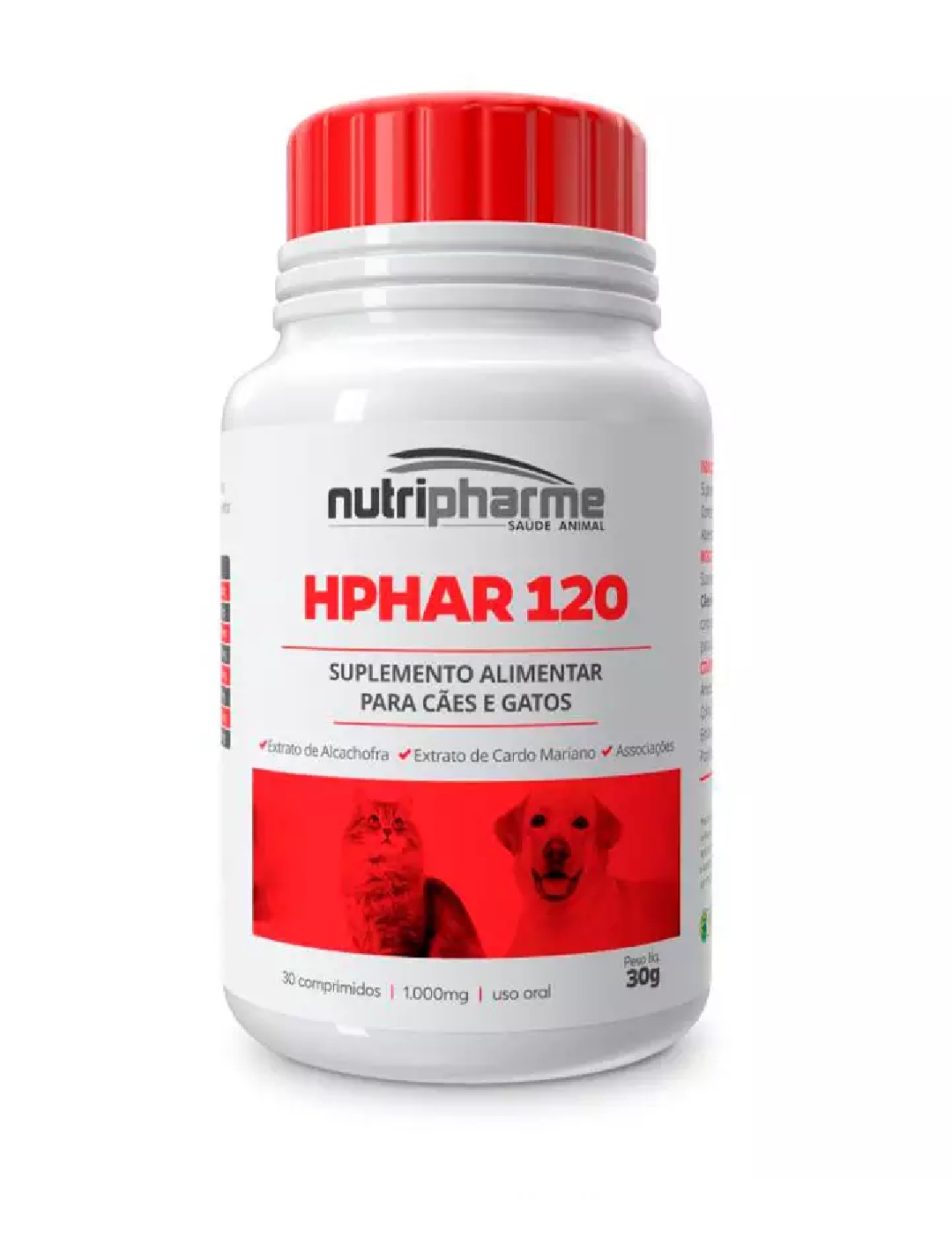 SUPLEMENTO NUTRIPHARME HPHAR 120 SUPLEMENTO CÃES E GATOS C/ 30 COMPRIMIDOS