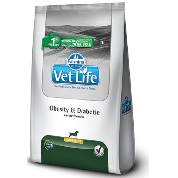 VET LIFE NATURAL CANINE OBESITY E DIABETIC MINI P/ CÃES PEQUENO PORTE 10,1 KG