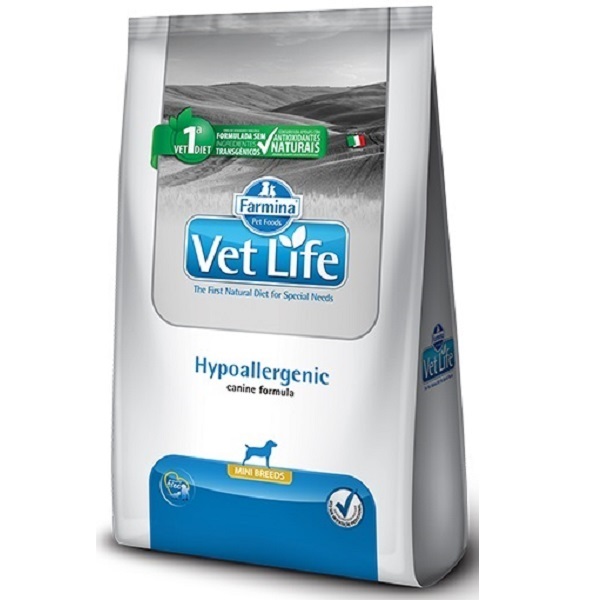 VET LIFE NATURAL CANINE HYPOALLERGENIC MINI P/ CÃES ADULTOS DE PEQUENO PORTE 10,1 KG