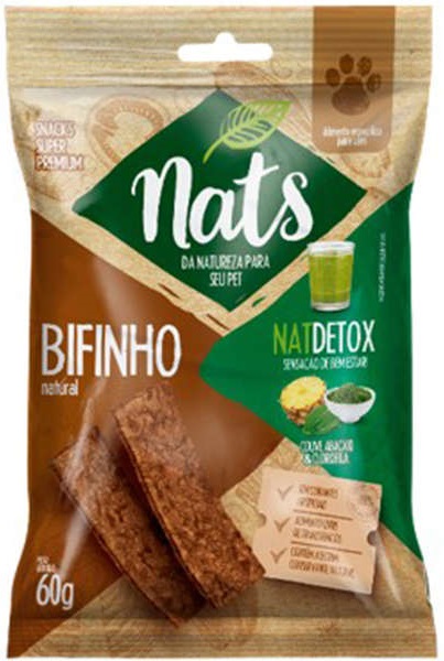 NATS - BIFINHO NATURAL P/ CÃES NATDETOX COUVE, ABACAXI E CLOROFILA 60 G (D-12)