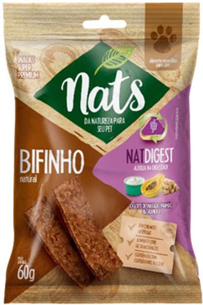 NATS - BIFINHO NATURAL P/ CÃES NATDIGEST ACTIVE IOGURTE DESNATADO, MAMÃO E GRANOLA 60 G (D-12)