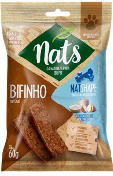 NATS - BIFINHO NATURAL P/ CÃES NATS SHAPE WHEY, BATATA DOCE E TAPIOCA 60 G (D-12)