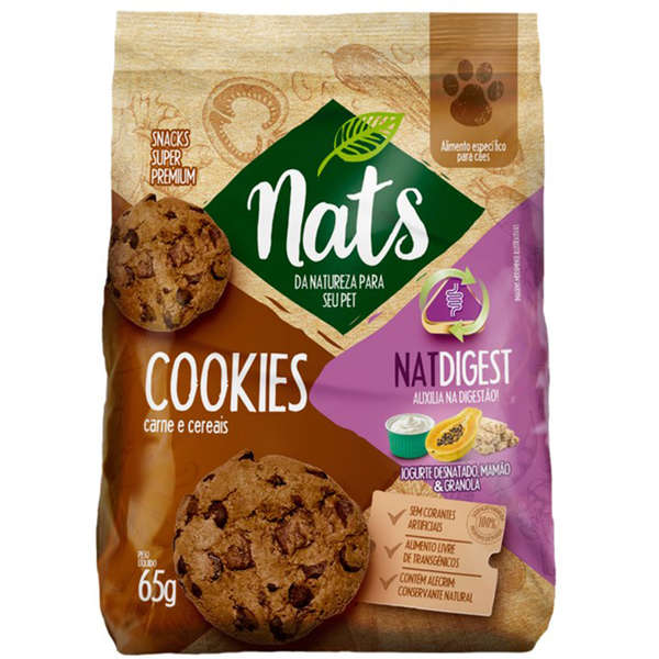 COOKIE NATS NATURAL P/ CÃES NATDIGEST CARNE E CEREAIS 65 G (D-6)