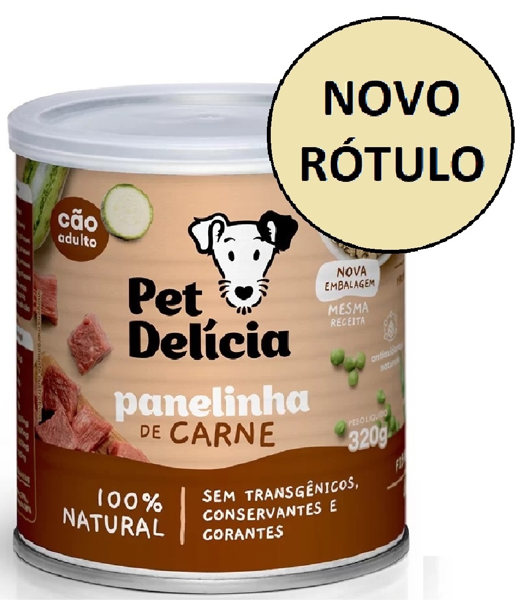 PET DELÍCIA - COMIDA NATURAL ÚMIDA P/ CÃES ADULTOS PANELINHA DE CARNE 320 G