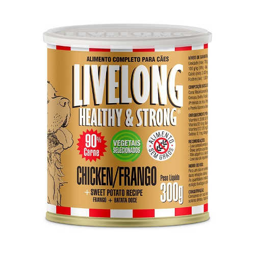 LIVELONG FRANGO COM BATATA DOCE P/ CÃES ADULTOS 300G