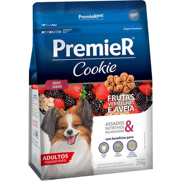 COOKIE PREMIER CÃES ADULTOS PEQUENO PORTE FRUTAS VERMELHAS E AVEIA 250 G