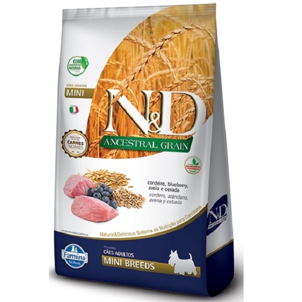 FARMINA - RAÇÃO N&amp;D ANCESTRAL GRAIN CORDEIRO/BLUEBERRY/AVEIA/CEVADA P/CÃES ADULTOS MINI 2,5 KG