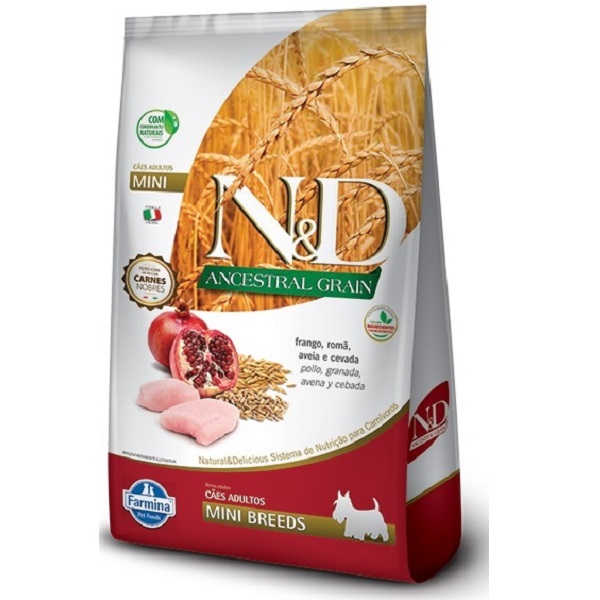 FARMINA - RAÇÃO N&amp;D ANCESTRAL GRAIN FRANGO/ROMÃ/AVEIA/CEVADA P/ CÃES ADULTOS MINI 2,5 KG