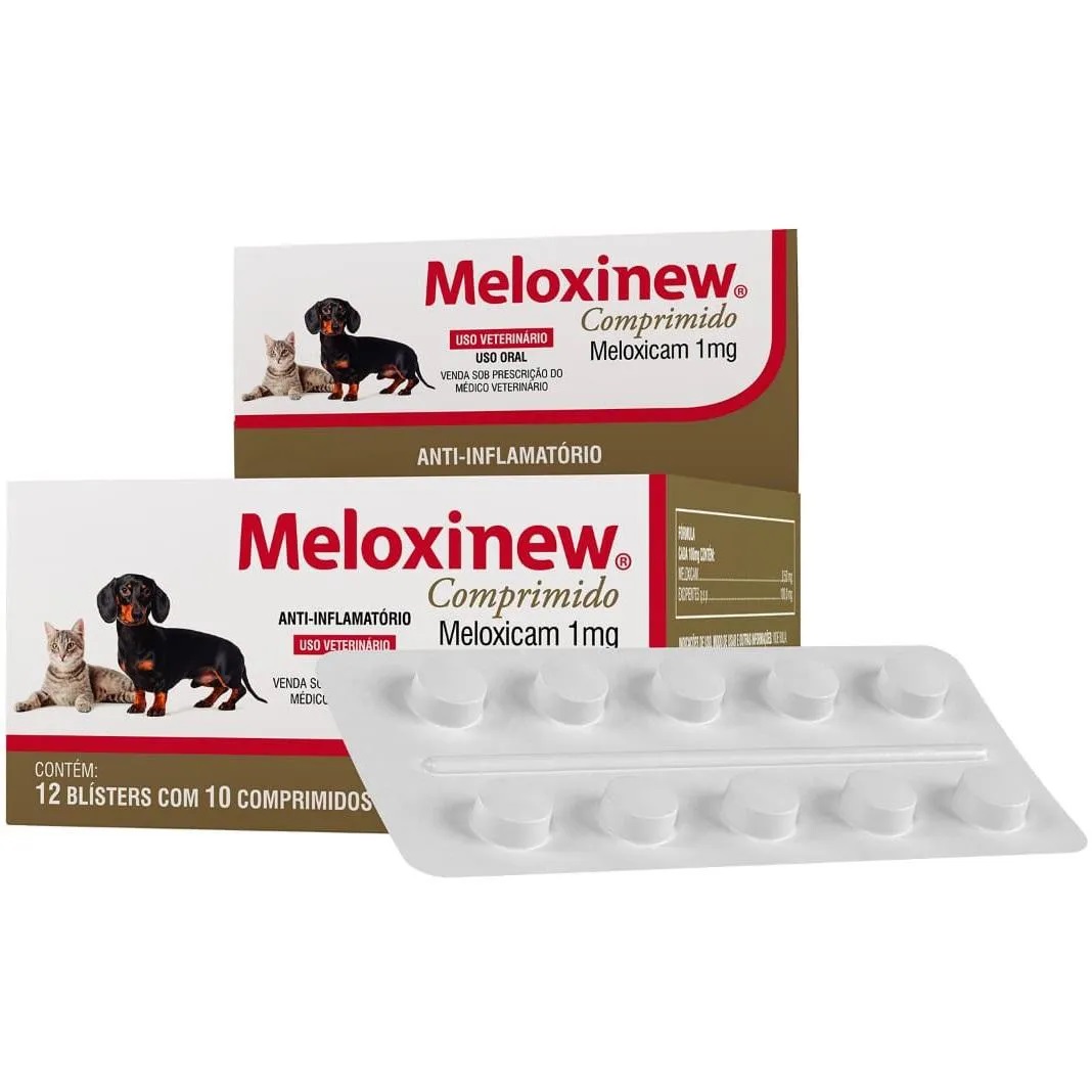 ANTI-INFLAMATÓRIO VETNIL MELOXINEW 1 MG PARA CÃES E GATOS CARTELA AVULSA C/ 10 COMPRIMIDOS (C-12)