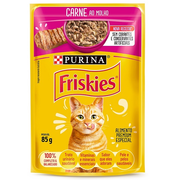 FRISKIES SACHÊ P/ GATOS ADULTOS CARNE AO MOLHO 85 G (C-15)