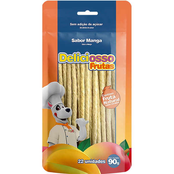 OSSO PALITOS XISDOG DELICIOSSO FRUTAS SABOR MANGA 90 G