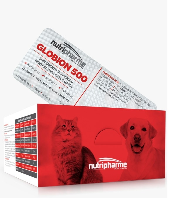 GLOBION PET NUTRIPHARME 500 MG BLISTER C/ 10 COMPRIMIDOS (D-10)