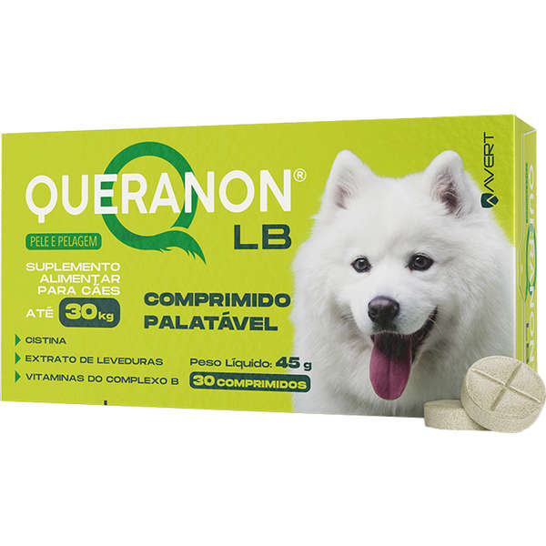 SUPLEMENTO AVERT QUERANON LB PARA CÃES ATÉ 30 KG / 30 COMPRIMIDOS / 45 G