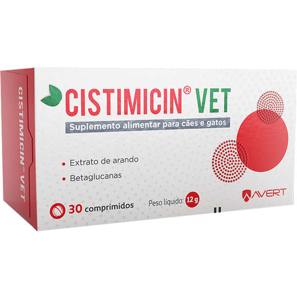 SUPLEMENTO AVERT CISTIMICIN VET PARA CÃES E GATOS 30 COMPRIMIDOS / 12 G