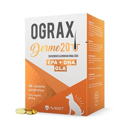 SUPLEMENTO AVERT OGRAX DERME 20 PARA CÃES 30 CAPSULAS / 57,5 G