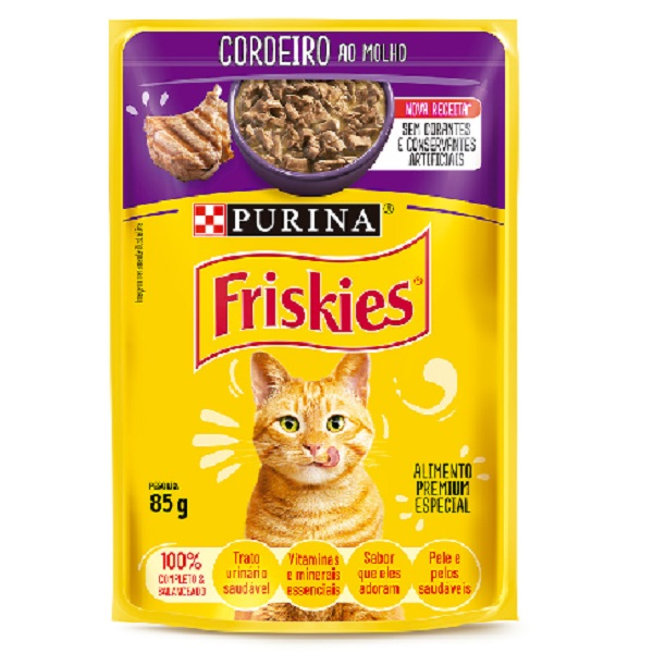 FRISKIES SACHÊ P/ GATOS ADULTOS CORDEIRO AO MOLHO 85 G (C-15)