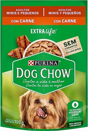 DOG CHOW EXTRA LIFE SACHÊ P/ CÃES ADULTOS MINI PEQUENOS CARNE 100 G