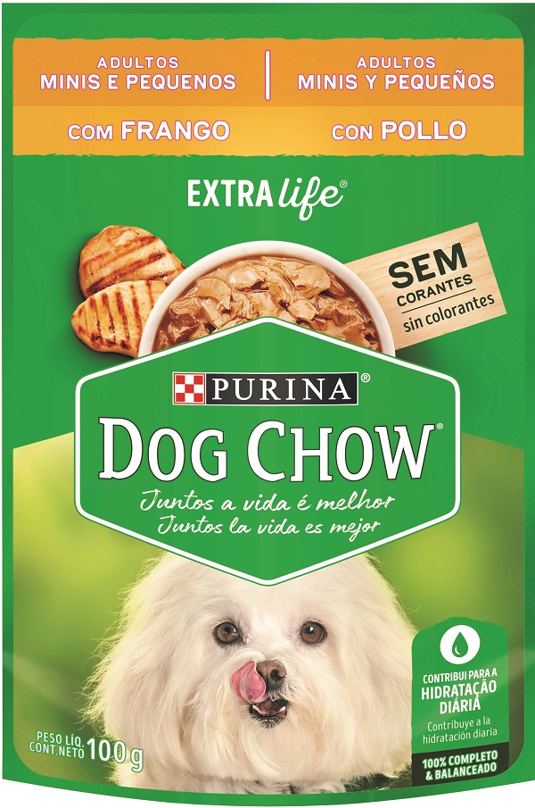 DOG CHOW EXTRA LIFE SACHÊ P/ CÃES ADULTOS MINI PEQUENOS FRANGO 100 G