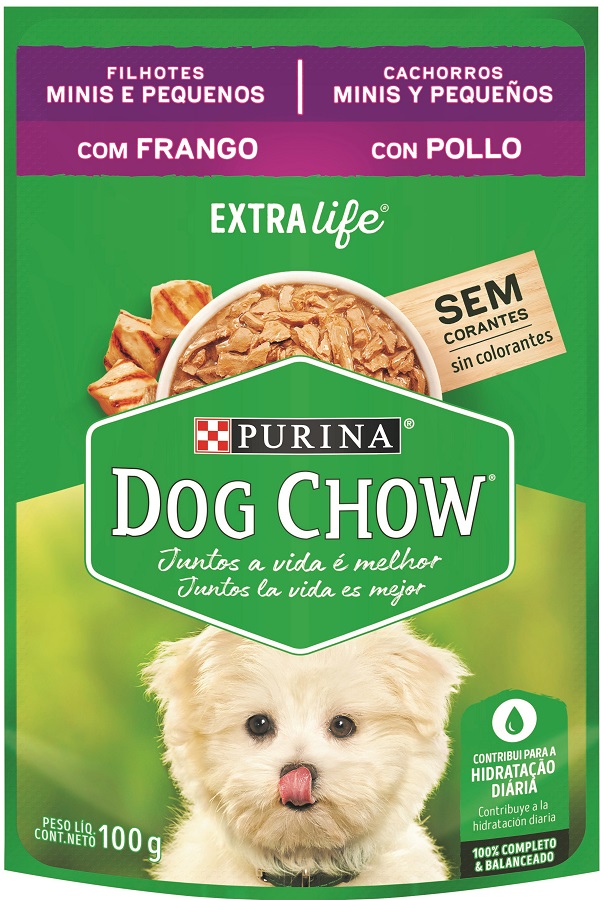 DOG CHOW EXTRA LIFE SACHÊ P/ CÃES FILHOTES MINI PEQUENOS FRANGO 100 G