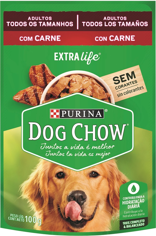 DOG CHOW EXTRA LIFE SACHÊ P/ CÃES ADULTOS CARNE 100 G