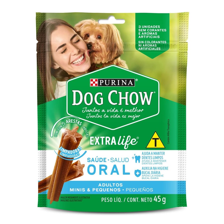 PETISCO DOG CHOW ORAL EXTRA LIFE P/ CÃES ADULTOS RAÇAS MINIS &amp; PEQUENAS 45 G