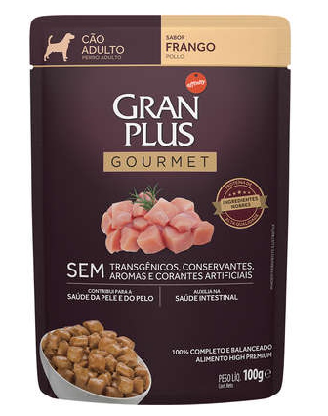 GRAN PLUS GOURMET SACHE CÃES ADULTOS FRANGO 100 G