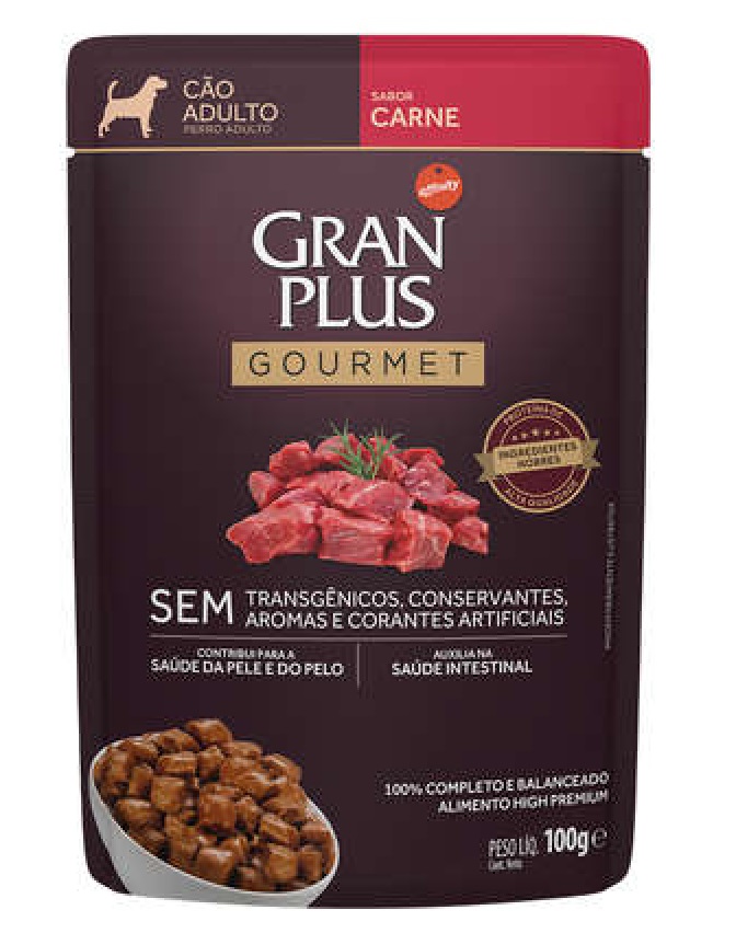 GRAN PLUS GOURMET SACHE CÃES ADULTOS CARNE 100 G