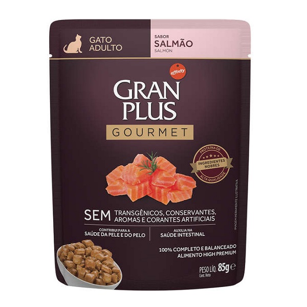 GRAN PLUS GOURMET SACHÊ GATOS ADULTOS SALMÃO 85 G