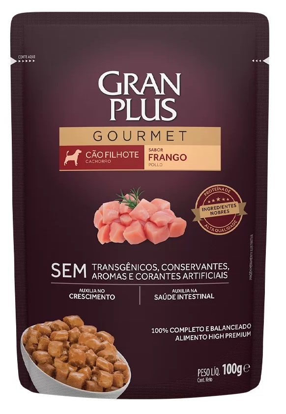 GRAN PLUS GOURMET SACHE CÃES FILHOTES FRANGO 100 G