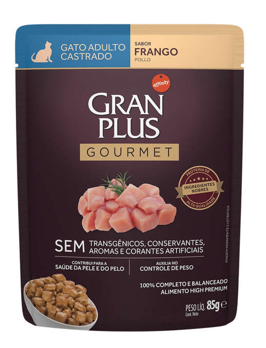 GRAN PLUS GOURMET SACHÊ GATOS CASTRADOS FRANGO 85 G