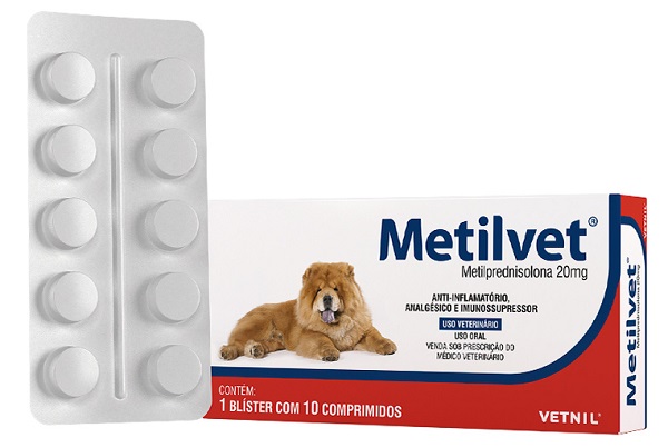 ANTI- INFLAMATORIO, ANALGÉSICO E IMUNOSSUPRESSOR VETNIL METILVET 20 MG C/10 COMPRIMIDOS