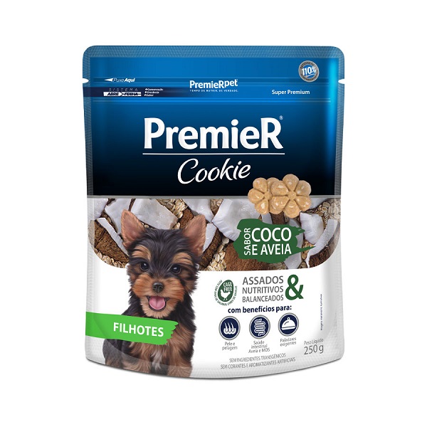 COOKIE PREMIER COCO E AVEIA P/ CÃES FILHOTES RAÇAS PEQUENAS 250 G