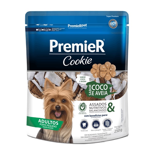 COOKIE PREMIER COCO E AVEIA P/ CÃES ADULTOS RAÇAS PEQUENAS 250 G