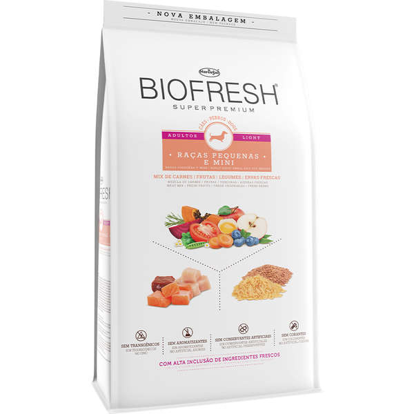 BIOFRESH MIX DE CARNE FRUTAS LEGUMES E ERVAS LIGHT CÃES ADULTOS RAÇAS PEQUENAS E MINI 10,1 KG