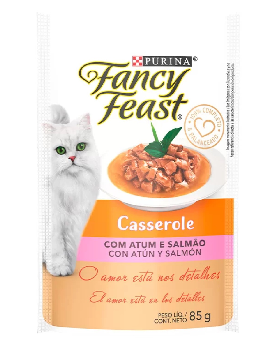 RAÇAO ÚMIDA P/ GATOS FANCY FEAST CASSEROLE ATUM E SALMAO 85G