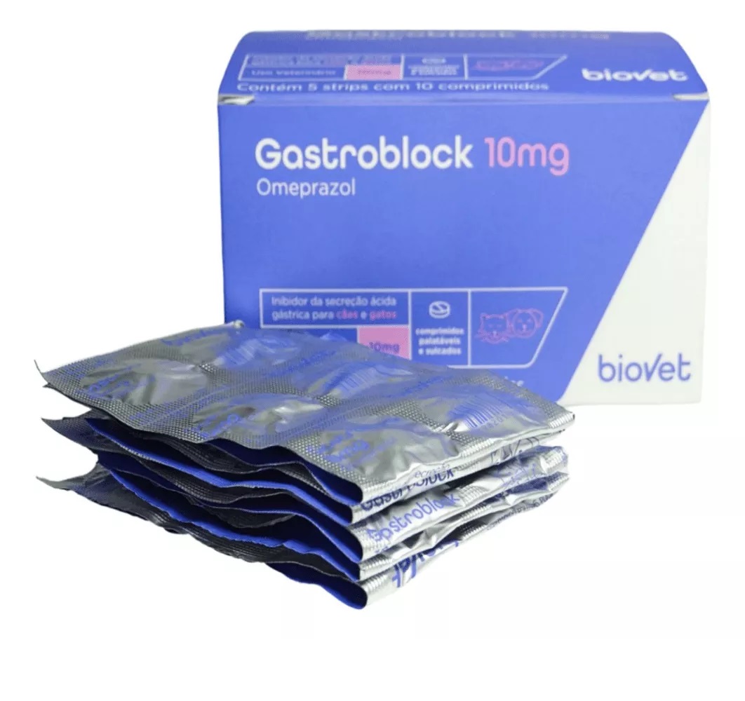 GASTROBLOCK OMEPRAZOL 10MG CARTELA INDIVIDUAL BIOVET BLISTER C/ 10 COMPRIMIDOS