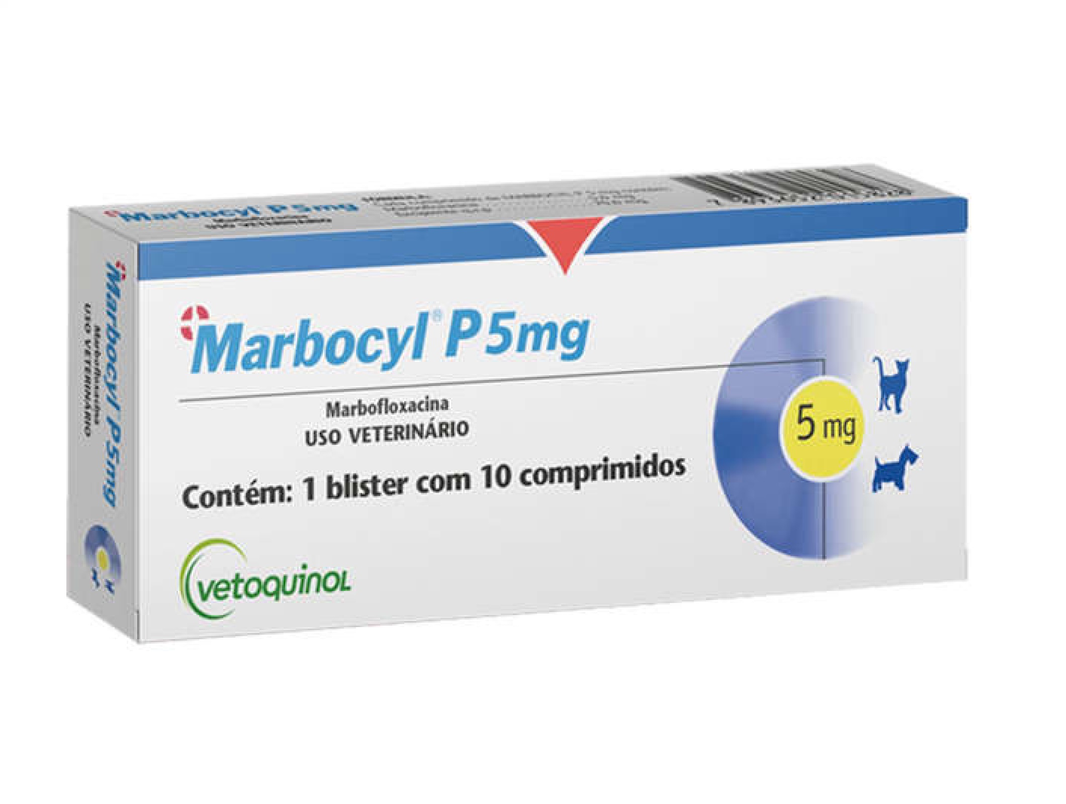 MARBOCYL P 5 MG ANTIBIOTICO VETOQUINOL C/ 10 COMPRIMIDOS