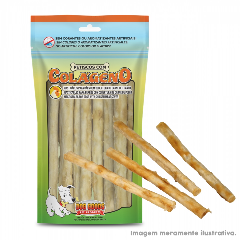 PETISCO ROLL MINI 5X8 COLAGENO COBERTURA DE CARNE DE FRANGO 10 UNIDADES - DOG GOODS