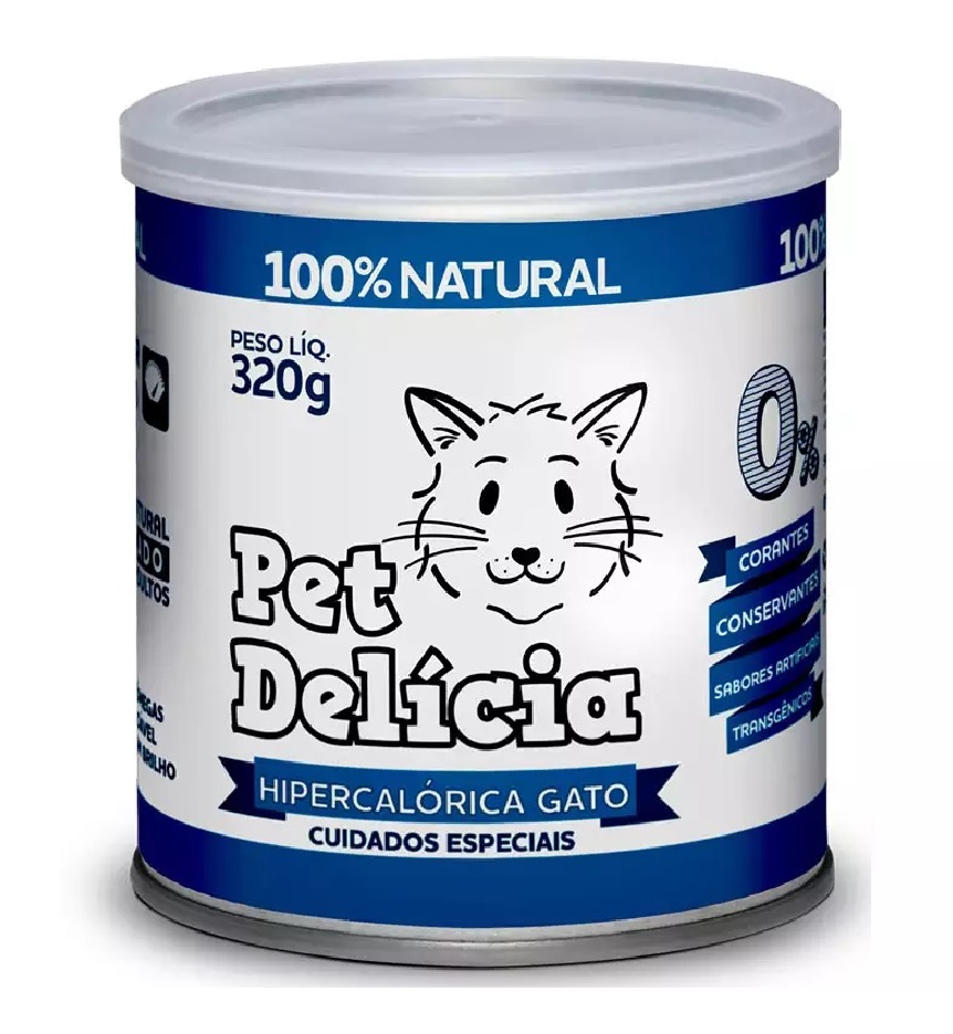 PET DELÍCIA - COMIDA NATURAL ÚMIDA P/ GATOS HIPERCALORICA 320 G