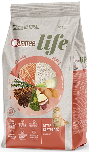 QUATREE LIFE GATOS CASTRADOS SALMAO E ARROZ 3KG