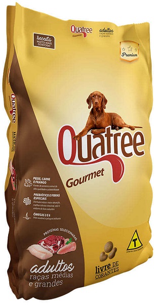 QUATREE GOURMET CÃES ADULTOS RAÇAS MEDIAS/GRANDES SEM CORANTES 15KG